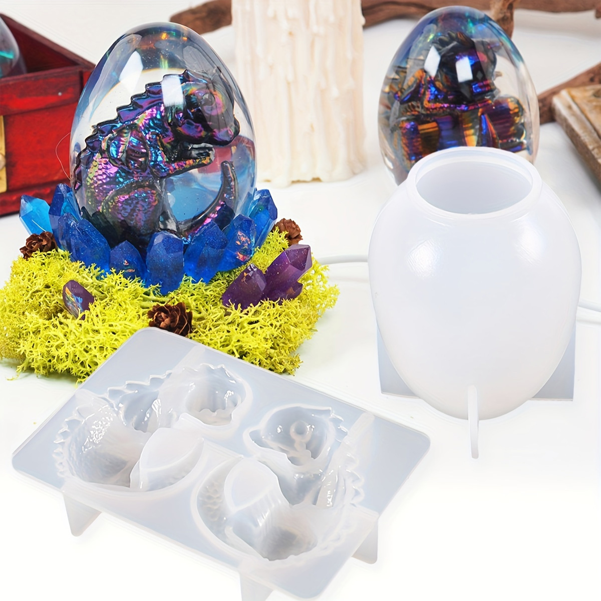 Resin Craft Ideas - Silikon Ejderha Yumurta Kalıpları, 2 Parçalı