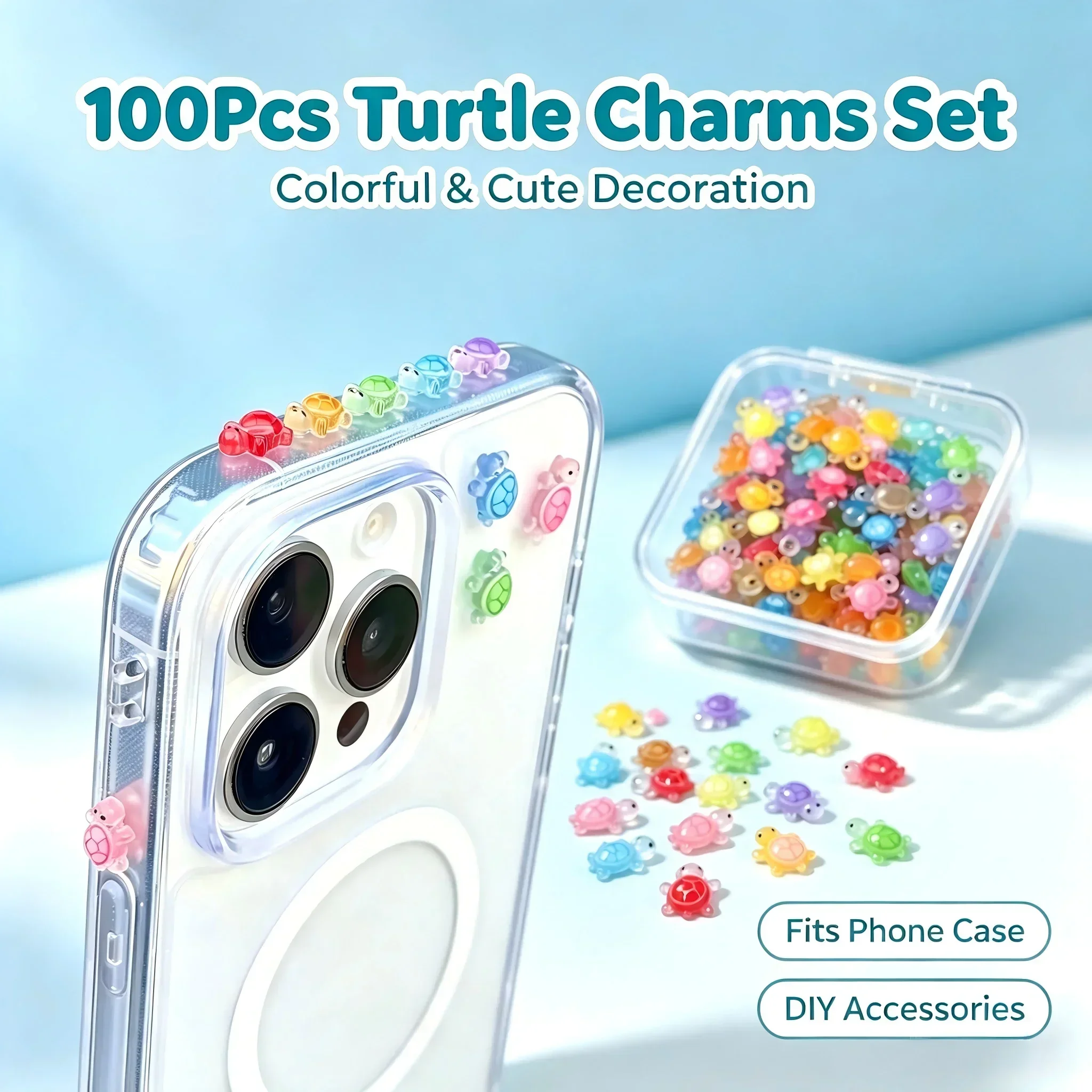 Resin Crafts Diy - 100 Adet/ Şanslı Kaplumbağa Reçine Süsler,