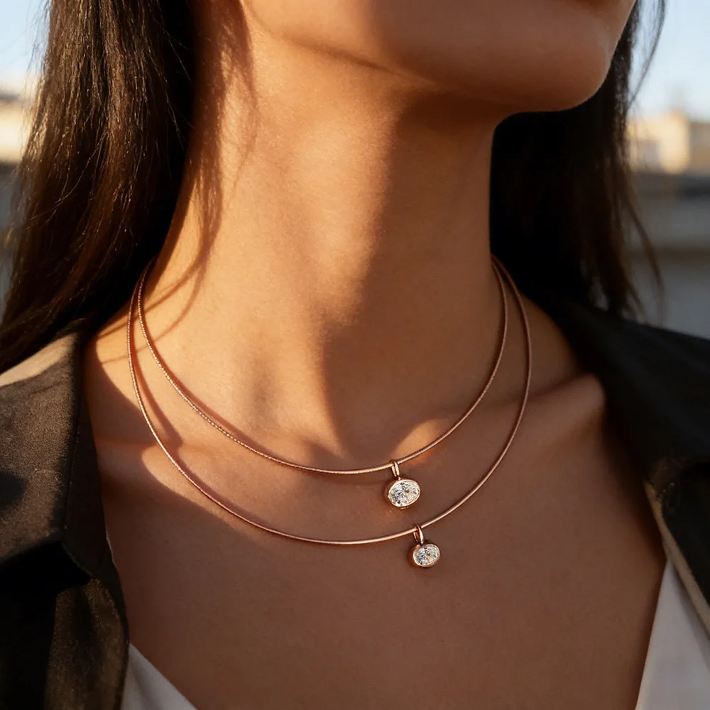 QIBAOKU Çerçeveli Oval 3 Karat - Bezels Set Pendant incelemesi ve fiyatı